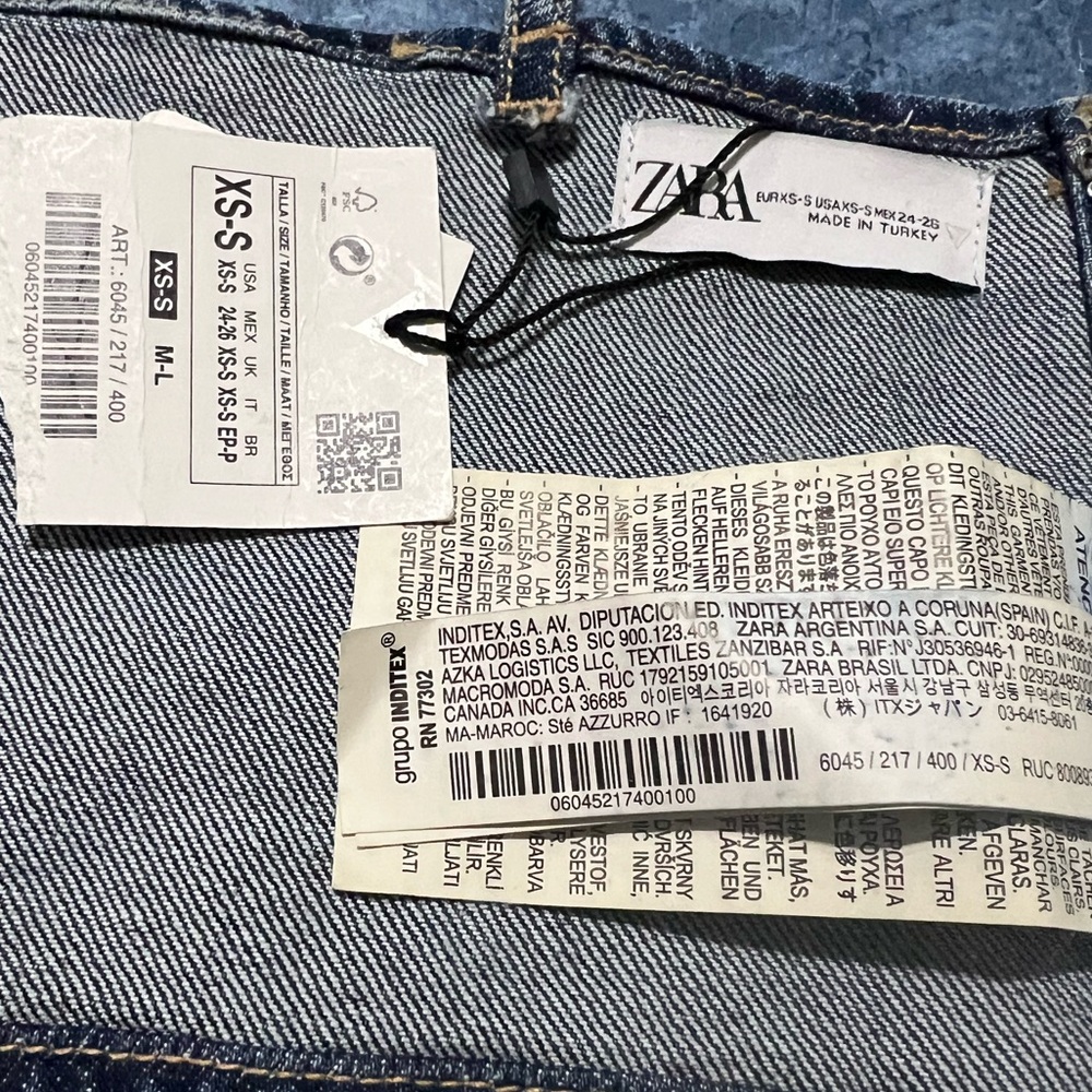 ZARA RHINESTONE DENIM CROP TOP SIZE XS/S - Picture 6 of 7